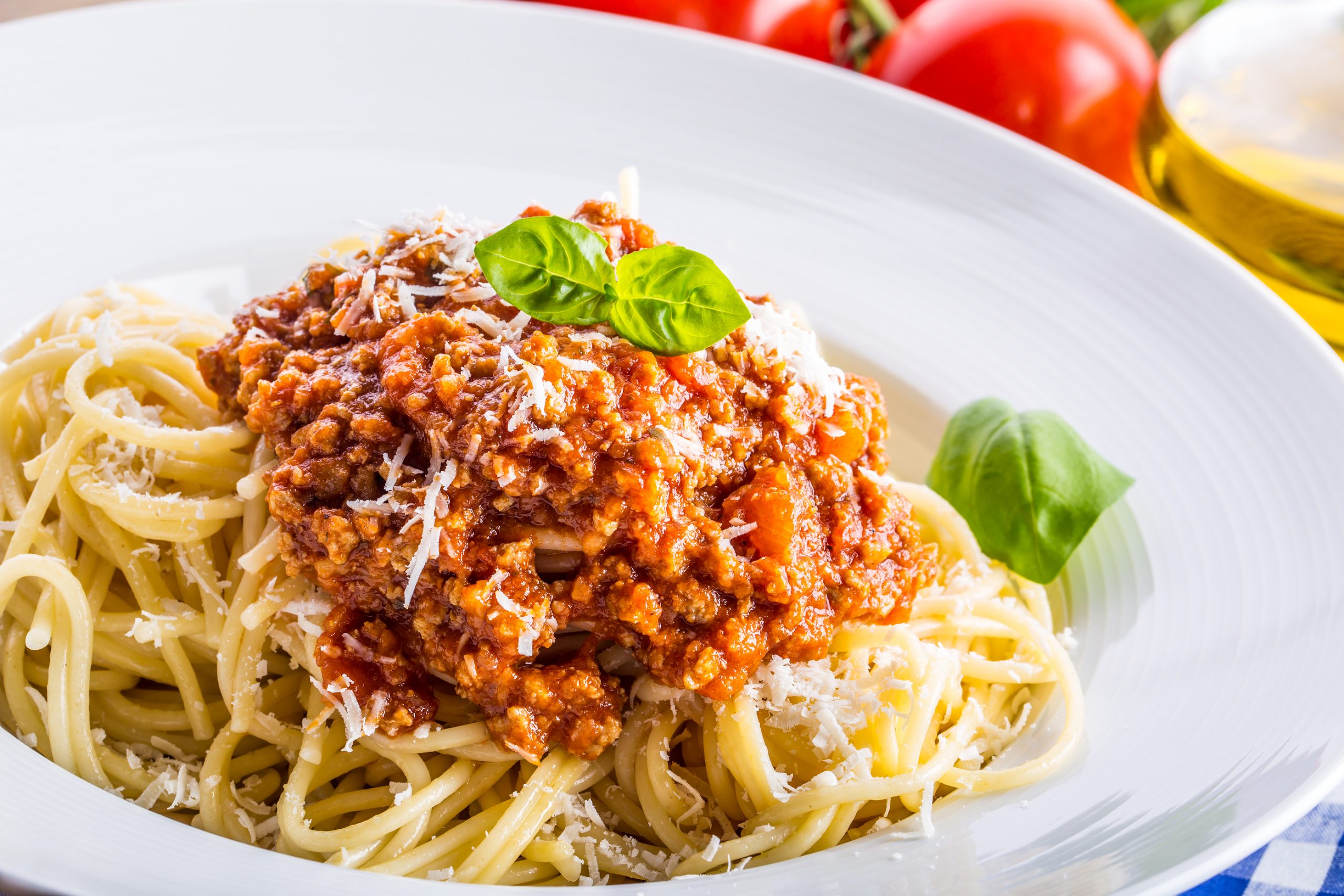 Spaghetti. Italian and Mediterranean cuisine. Spaghetti bolognes